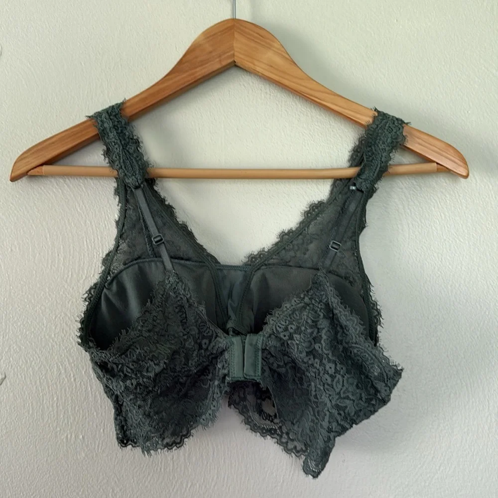 Aerie Green Lace Bralette with Scalloped Trim medium - Picture 4 of 6